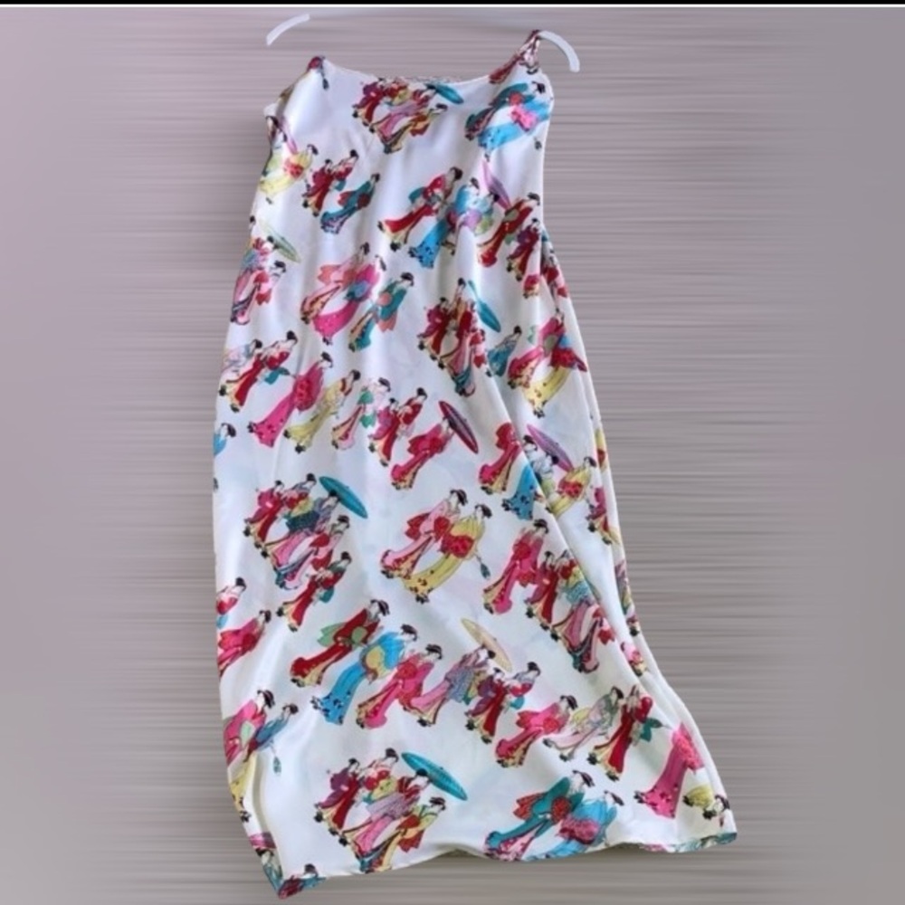 NWT NATORI Gion Print Midi Satin Gown Size S